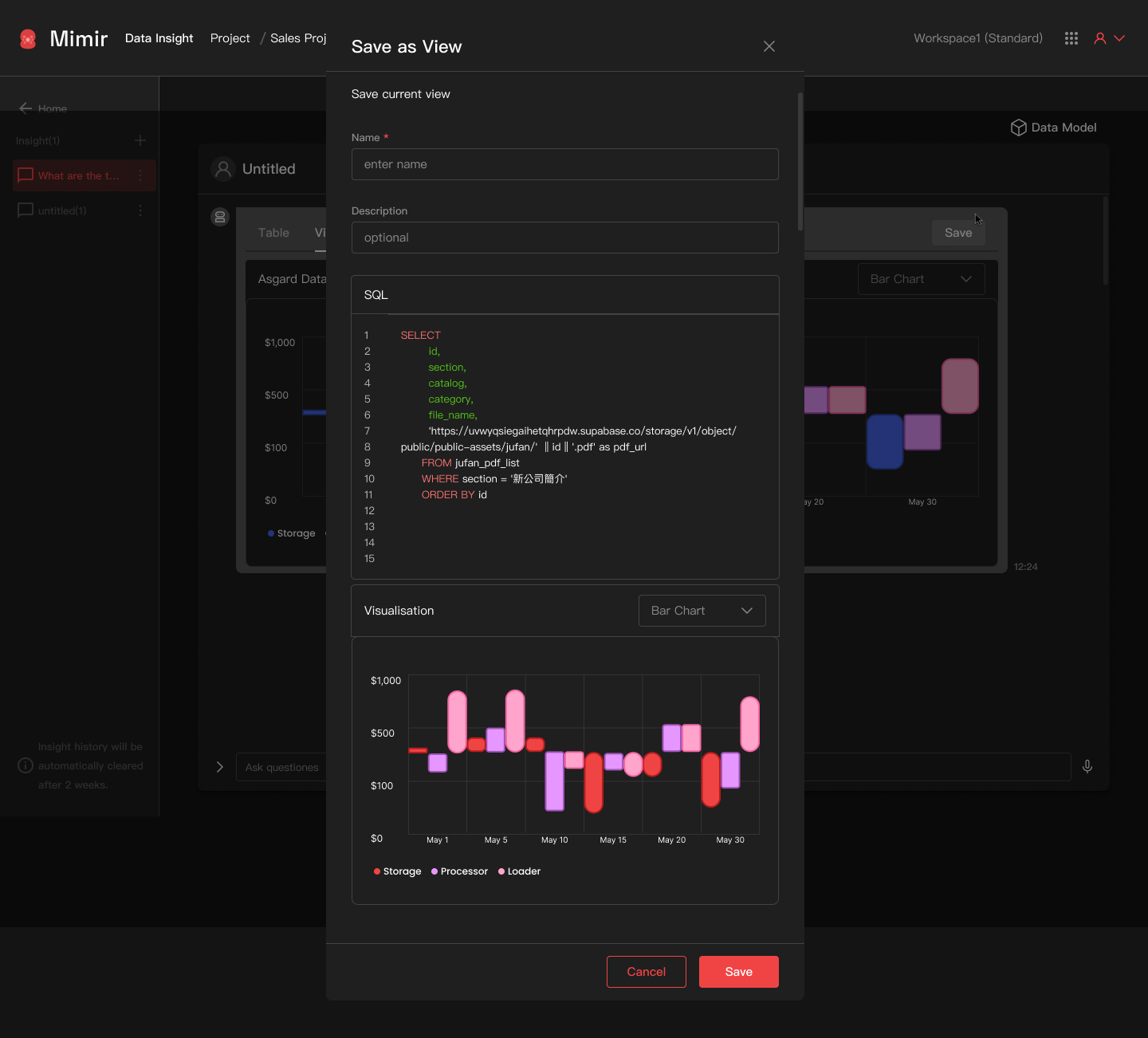 Mimir Data Insight Dashboard